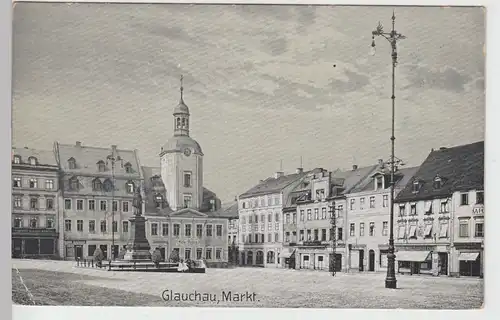 (97784) AK Glauchau, Sa., Markt, Rathaus, um 1907