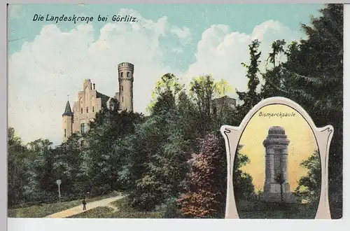 (97762) AK Görlitz, Landeskrone, Bismarcksäule 1907