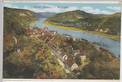 (96796) AK Sächs. Schweiz, Wehlen, Panorama, aus Leporello, vor 1945