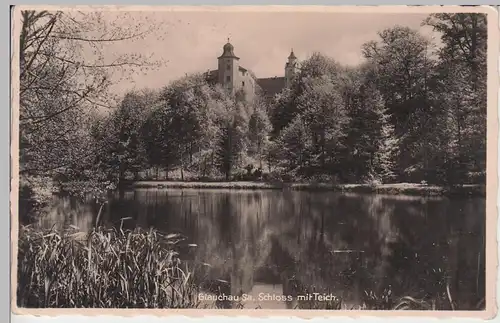 (96730) Foto AK Glauchau, Sachsen, Schloss, Teich 1938