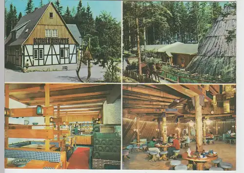 (96597) AK Sosa, Gaststätten Köhlerhütte u. Meiler a.d. Talsperre, 1976