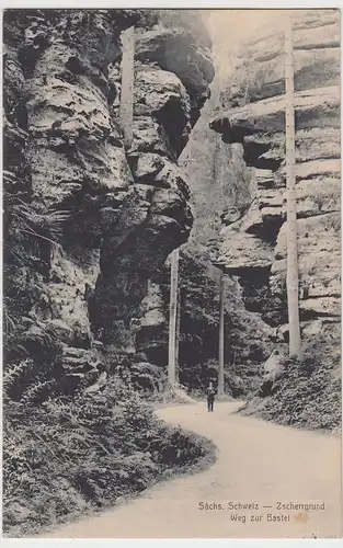 (93996) AK Sächsische Schweiz, Zscherrgrund, Weg zur Bastei, vor 1945