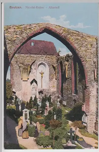 (93986) AK Bautzen, Nicolai-Ruine, Altarteil, 1917