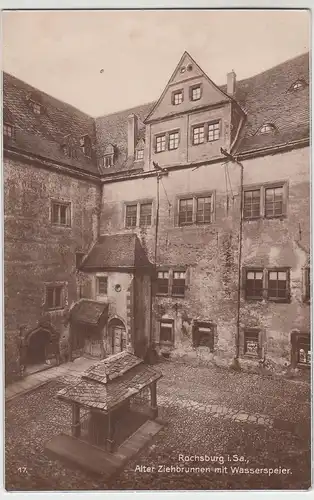 (93931) Foto AK Rochsburg, Alter Ziehbrunnen mit Wasserspeier, 1920er