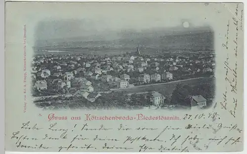 (93183) AK Gruß aus Kötzschenbroda, Niederlößnitz, Mondscheink. 1898