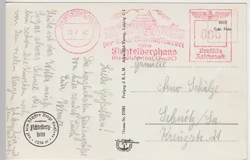 (93165) Foto AK Fichtelberghaus, Erz., Wetterwarte, Bergstation 1942