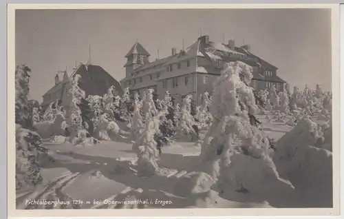 (93164) Foto AK Fichtelberghaus, Erz., vor 1945