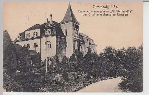 (92693) AK Zitzschewig i.Sa., Frauen-Genesungsheim Alt-Wettinhöhe 1924
