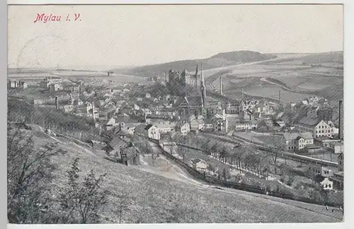 (92638) AK Mylau i.V., Gesamtansicht, 1913