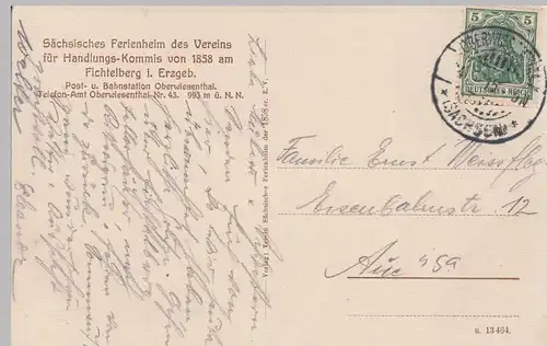 (92597) AK Oberwiesenthal, Ferienheim der 1858er, 1915