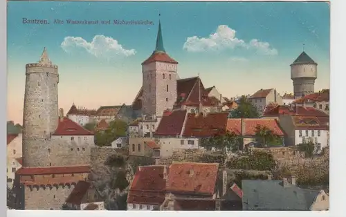 (92596) AK Bautzen, Alte Wasserkunst u. Michaeliskirche, Feldpost 1916