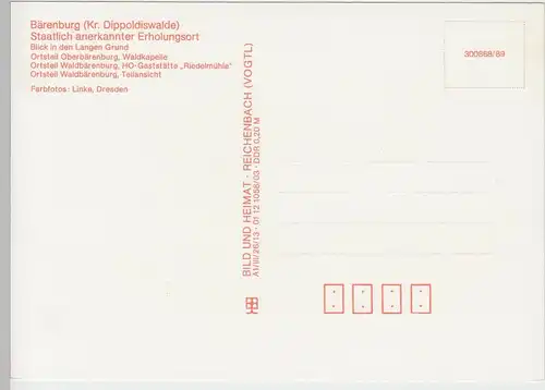 (92276) AK Bärenstein Kr. Dippoldiswalde, Mehrbildkarte, 1989