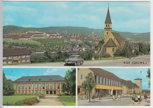 (91864) AK Aue, Erz., Kaufhaus, Oberschule, Kulturhaus 1972