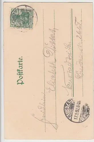 (90877) AK Saubachtal i.Sa., Stempel Wilsdruff, 1902