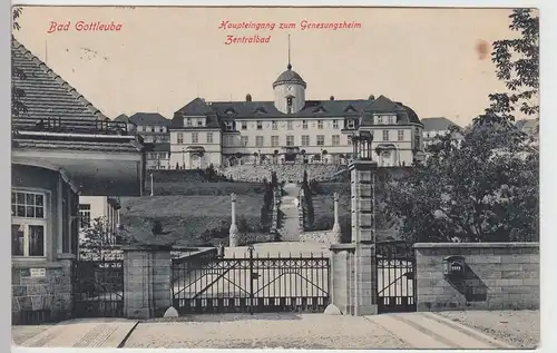 (90398) AK Bad Gottleuba, Haupteingang z. Genesungsheim, 1915