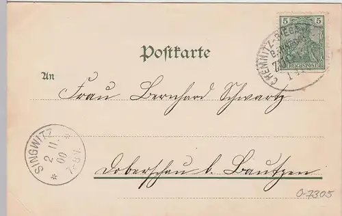 (90328) AK Waldheim i.Sa., Gesamtansicht, Bahnpost 1900