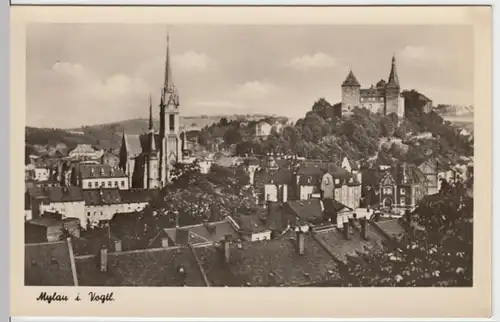 (8931) Foto AK Mylau, Vogtl., Burg, Stadtkirche 1954