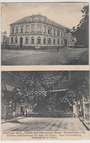 (88894) AK Siebenlehn, Hotel Zum Schwarzen Ross, 2 Ansichten 1913