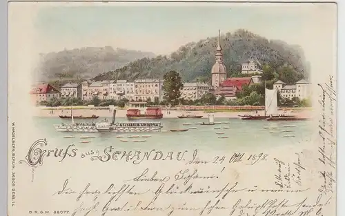 (88656) AK Gruss aus Schandau, Halt gegen das Licht Karte 1898