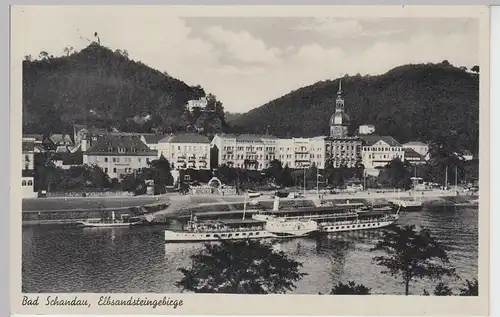 (88654) AK Bad Schandau, Sächsische Schweiz, m. Dampfer -Leipzig- 1941