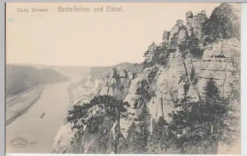 (88651) AK Sächsische Schweiz, Basteifelsen und Elbtal, bis 1905