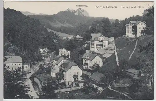 (88635) AK Rathen, Sächsische Schweiz, Ansicht m. Gammerig, vor 1945