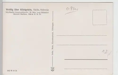 (88626) AK Weißig, Sächsische Schweiz, mit Rauensteine, vor 1945