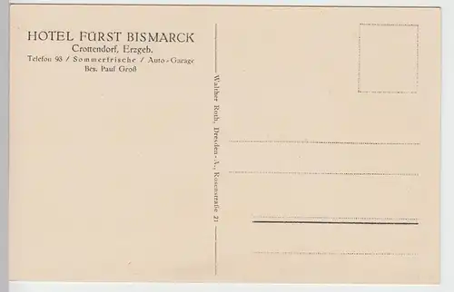 (88490) AK Crottendorf i. Erz., Hotel Fürst Bismarck, vor 1945
