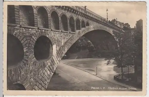 (8829) Foto AK Plauen, Vogtland, Friedrich-August-Brücke, vor 1945