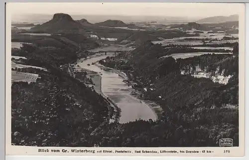 (87684) Foto AK Sächs. Schweiz, Blick v. Gr. Winterberg, Elbtal, v. 1945