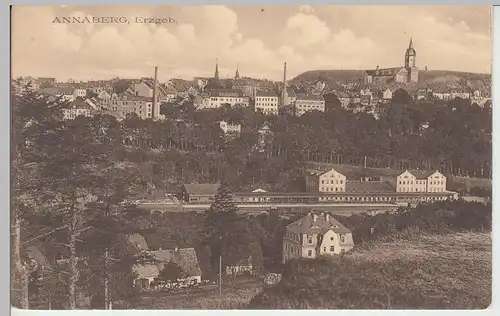 (87657) AK Annaberg, Erzgeb., Panorama mit Bahnhof, vor 1945