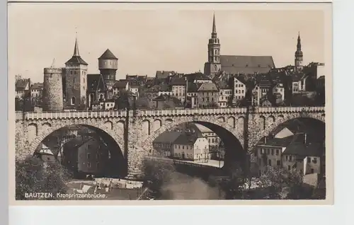 (87652) Foto AK Bautzen, Kronprinzenbrücke 1930