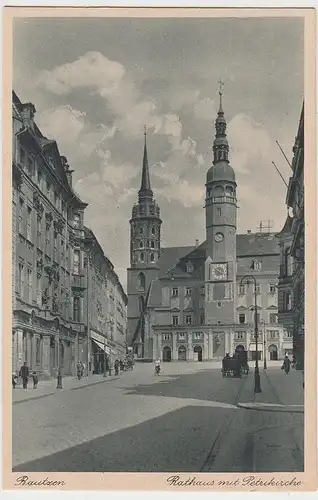 (87395) AK Bautzen, Rathaus mit Petrikirche, vor 1945