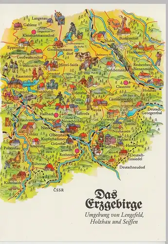 (86481) AK Wanderkarte Landkarte -Das Erzgebirge-, 1987