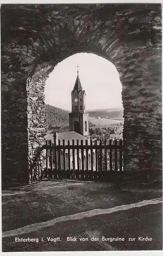 (86449) Foto AK Elsterberg, Vogtl., Laurentiuskirche, Blick v. Burg 1964