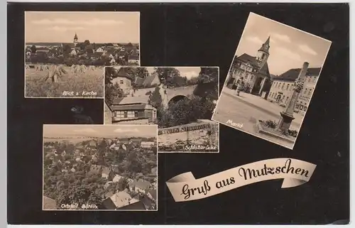 (86395) Foto AK Mutzschen, Böhlitz, Schlossbrücke, Markt 1961