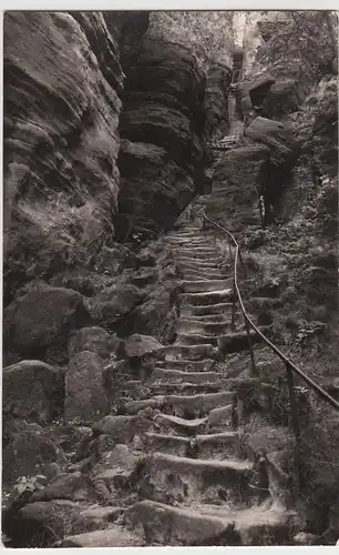 (86392) Foto AK Sächs. Schweiz, Pfaffenstein, Nadelöhr 1973