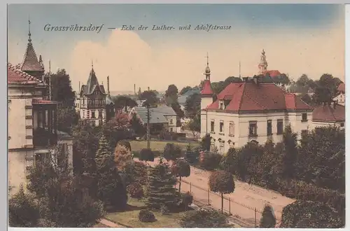 (85751) AK Großröhrsdorf, Ecke Lutherstraße Adolfstraße 1919