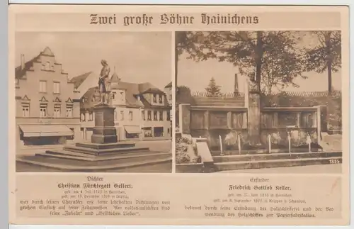 (85719) Foto AK Hainichen, Sachsen, Gellert Denkmal, vor 1945