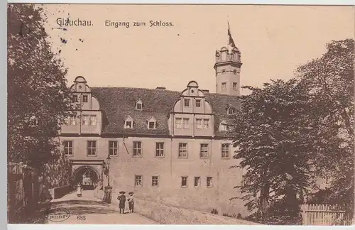 (85392) AK Glauchau, Eingang zum Schloss, 1906