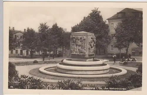 (85386) Foto AK Meerane, Am Weberbrunnen, 1940er