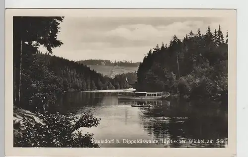 (82914) Foto AK Paulsdorf bei Dippoldiswalde, Partie am See, 1953