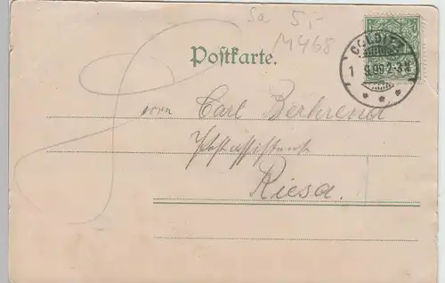 (82899) AK Colditz, Sophienplatz mit Bürgerschule, 1899