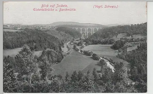 (82879) AK Jocketa mit Elstertalbrücke und Barthmühle, vor 1945