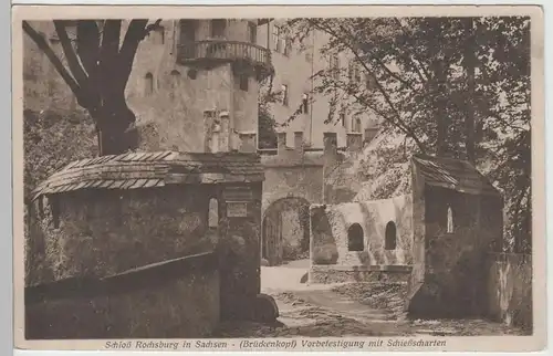 (82871) AK Schloss Rochsburg, Vorbefestigung mit Schießscharten, vor 1945