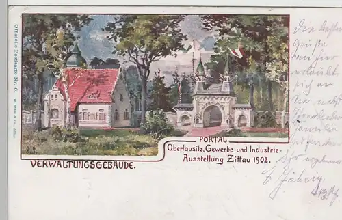 (80361) AK Zittau, Gewerbe u. Industrieausstellung, Verwaltungsgebäude 1902