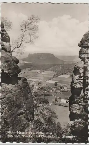 (80108) Foto AK Sächsische Schweiz, Fels Pfaffenstein, Bl.a. Pfaffendorf, 1962