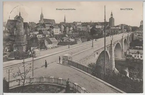 (80035) AK Bautzen, Kronprinzenbrücke, 1912