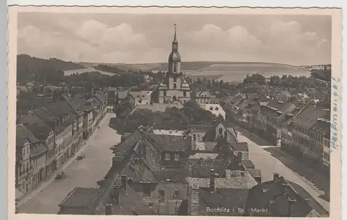 (79935) Foto AK Rochlitz, Sa., Marktplatz, Kunigundenkirche 1943