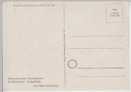 (79271) AK Altenberg, Erzgeb., Heuernte beim Kleinbauern, vor 1945